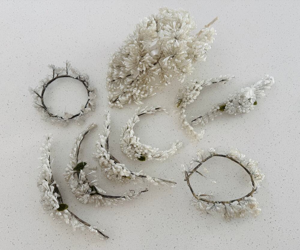 Rare Antique Wax Flower Bridal Collection – 7-Piece